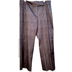 Vintage Tahari Black Paisely‎ Damask Straight Cute Goth Dress Pants